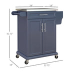 HOMCOM Kitchen Island on Wheels, Rolling Kitchen Cart with Stainless Steel Countertop, Drawer, Gray