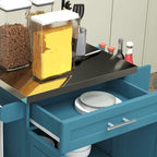 HOMCOM Kitchen Island on Wheels, Rolling Kitchen Cart with Stainless Steel Countertop, Drawer, Gray