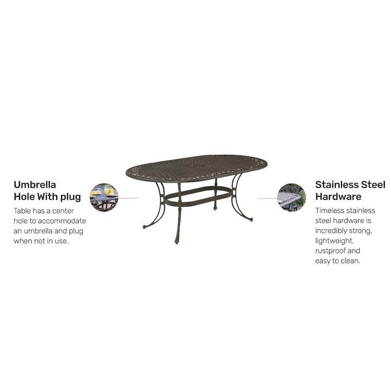 Sanibel 72 Oval Cast Aluminum Outdoor Dining Table by Homestyles