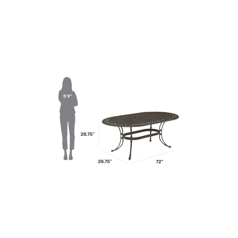 Sanibel 72 Oval Cast Aluminum Outdoor Dining Table by Homestyles