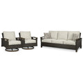 Signature Design by Ashley Paradise Trail Medium Brown/Beige 3-Piece Outdoor Seating Package - 84.38 W x 34 D x 37 H