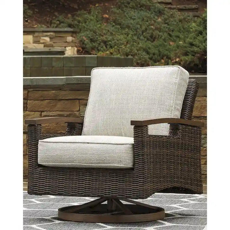 Signature Design by Ashley Paradise Trail Medium Brown/Beige 3-Piece Outdoor Seating Package - 84.38 W x 34 D x 37 H