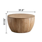 Vintage Style Bucket Drum Shaped Wooden Coffee Table