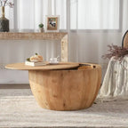Vintage Style Bucket Drum Shaped Wooden Coffee Table