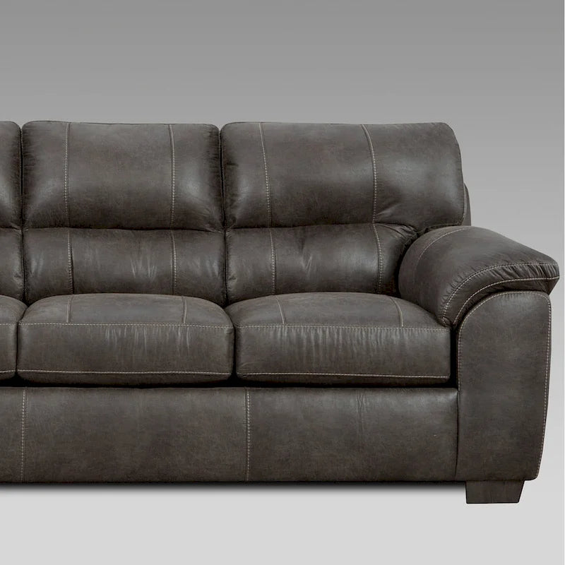 Roundhill Furniture Tirana Contemporary Fabric Pillow-top Arm Sectional Sofa in Sequoia Ash