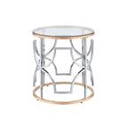 DH BASIC Modern Style Chrome and Gold Round Open End Table by Denhour