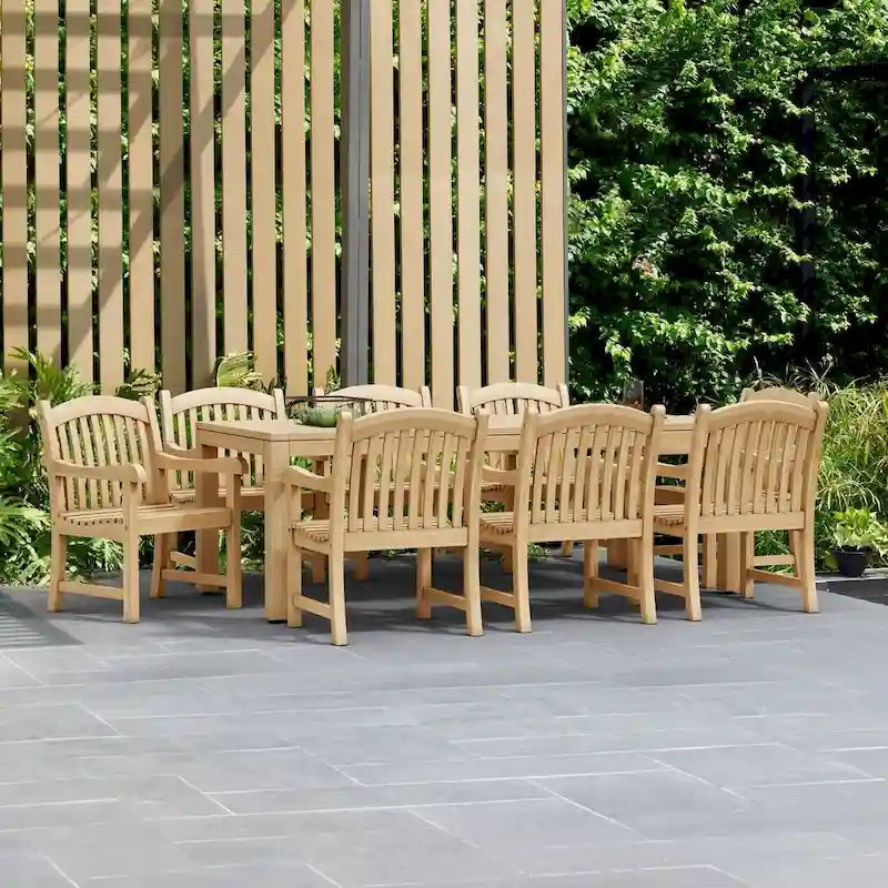 Amazonia 9 Piece FSC Solid Teak Jenther Outdoor Patio Dining Set - 9 Piece
