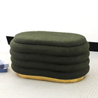 Adeco Storage Bench Velvet Stacked Design Ottoman with Gold Base