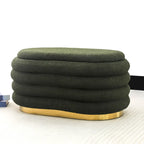 Adeco Storage Bench Velvet Stacked Design Ottoman with Gold Base