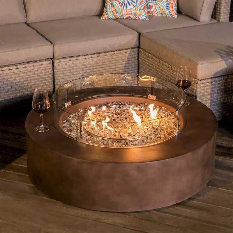 COSIEST 8-Piece Outdoor Furniture Sofa With Fire Table,Tank Outside
