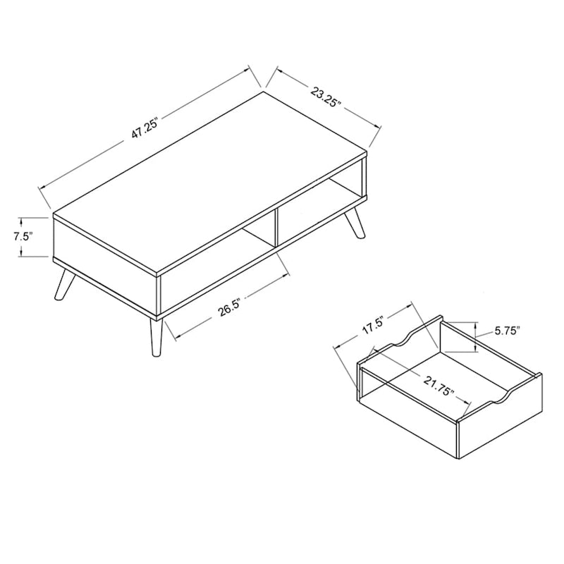 Bjua Modern White 47-inch 1-Shelf Coffee Table by Furniture of America
