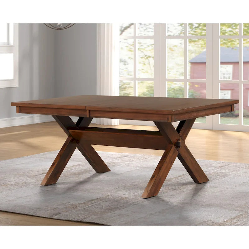 Set da pranzo Roundhill Furniture Karven in legno 9 pezzi, tavolo da pranzo allungabile con piedistallo con 8 sedie, nocciola scuro