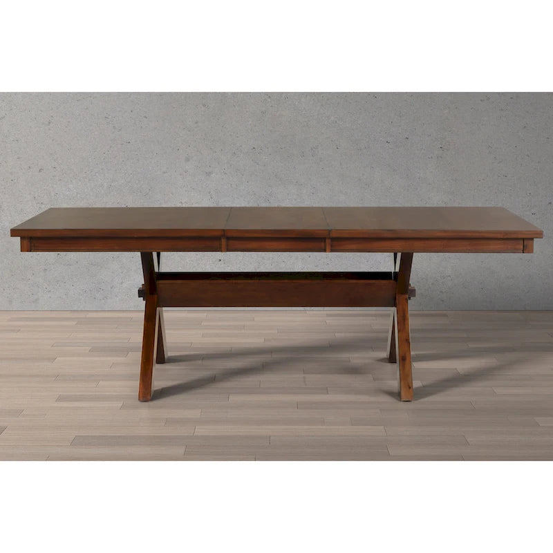 Set da pranzo Roundhill Furniture Karven in legno 9 pezzi, tavolo da pranzo allungabile con piedistallo con 8 sedie, nocciola scuro