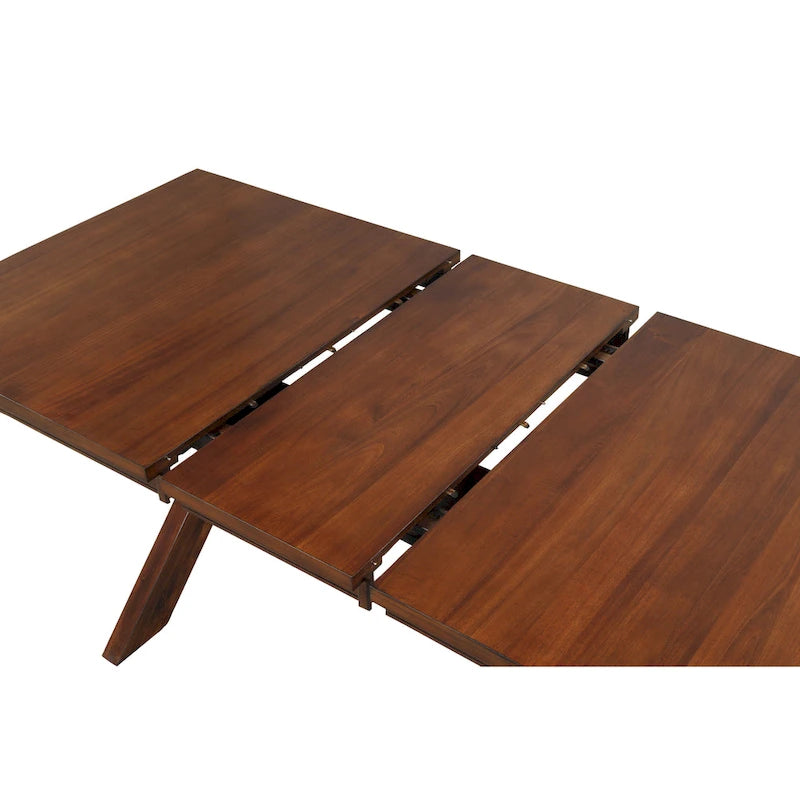 Set da pranzo Roundhill Furniture Karven in legno 9 pezzi, tavolo da pranzo allungabile con piedistallo con 8 sedie, nocciola scuro