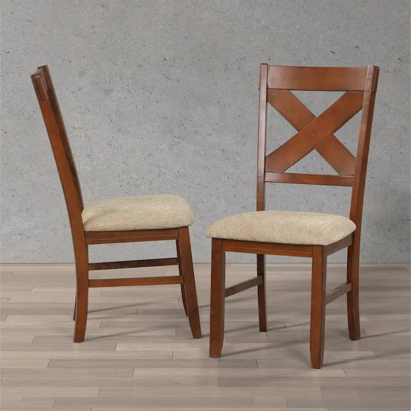 Set da pranzo Roundhill Furniture Karven in legno 9 pezzi, tavolo da pranzo allungabile con piedistallo con 8 sedie, nocciola scuro