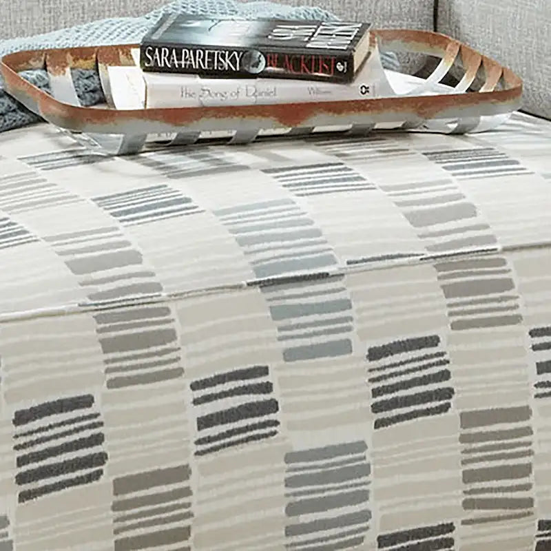 Eldan Transitional Grey Chenille Padded Cocktail Ottoman by Furniture of America