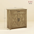 HOMCOM 32 Farmhouse Barn Door Style Sideboard Cabinet,Buffet Storage Cabinet Coffee Bar for Living Room or Entryway