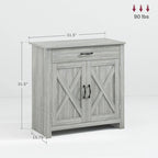 HOMCOM 32 Farmhouse Barn Door Style Sideboard Cabinet,Buffet Storage Cabinet Coffee Bar for Living Room or Entryway