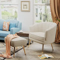 Andeworld Accent Chair with Ottoman, Upholstered Modern Single Sofa Side Chair,Comfy Barrel Club Living Room Armchair