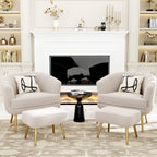 Andeworld Accent Chair with Ottoman, Upholstered Modern Single Sofa Side Chair,Comfy Barrel Club Living Room Armchair