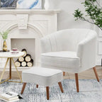 Andeworld Accent Chair with Ottoman, Upholstered Modern Single Sofa Side Chair,Comfy Barrel Club Living Room Armchair