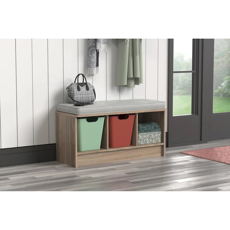Porch & Den Southbrook 3-cube Storage Bench w/ Grey Cushion