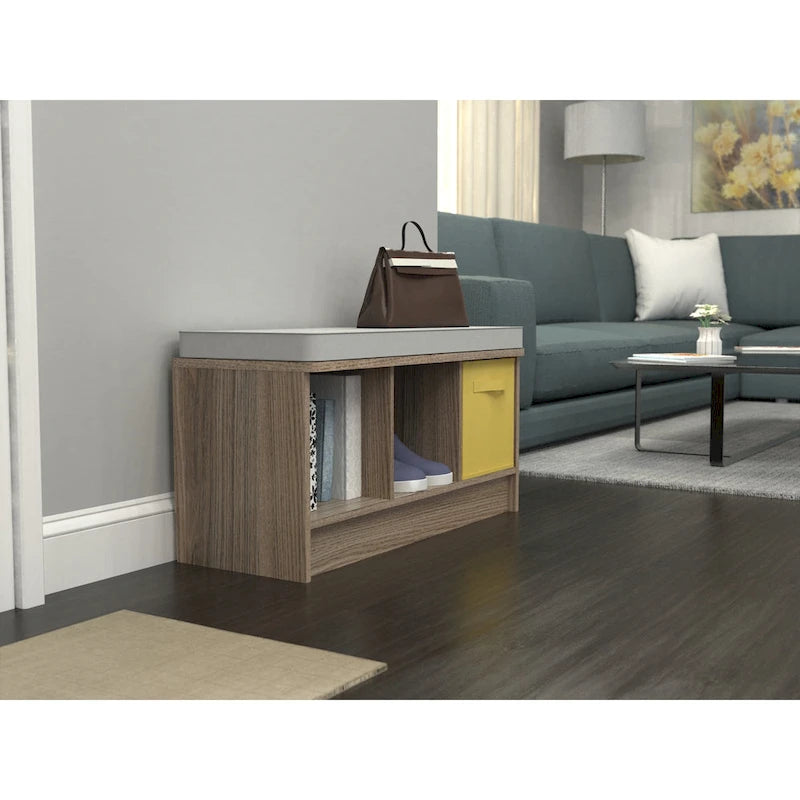 Porch & Den Southbrook 3-cube Storage Bench w/ Grey Cushion
