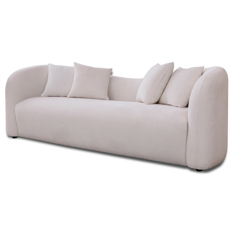 Hanar Mid Century Modern Luxury Tight Curved Back Boucle Sofa