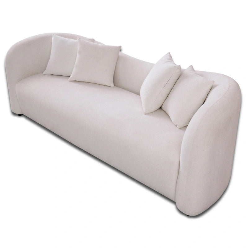 Hanar Mid Century Modern Luxury Tight Curved Back Boucle Sofa