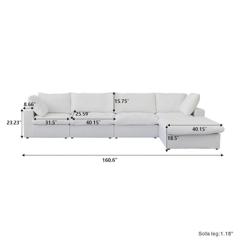 L Shape Couches for Living Room, Modern Modular Convertible Sectional Sofa Couch with Removable Cushion Covers