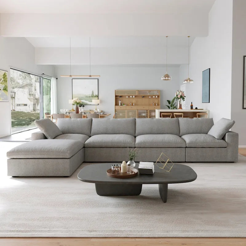L Shape Couches for Living Room, Modern Modular Convertible Sectional Sofa Couch with Removable Cushion Covers