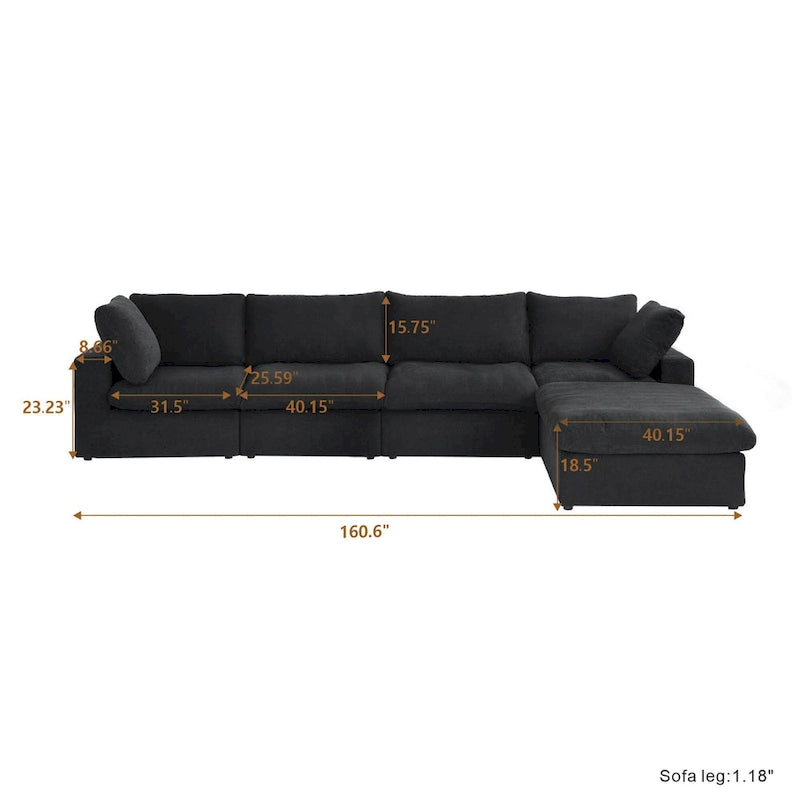L Shape Couches for Living Room, Modern Modular Convertible Sectional Sofa Couch with Removable Cushion Covers