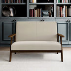 CraftPorch Wenge Wood Mid-Century Modern Linen Loveseat