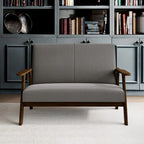 CraftPorch Wenge Wood Mid-Century Modern Linen Loveseat