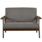 CraftPorch Wenge Wood Mid-Century Modern Linen Loveseat