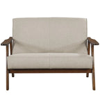 CraftPorch Wenge Wood Mid-Century Modern Linen Loveseat