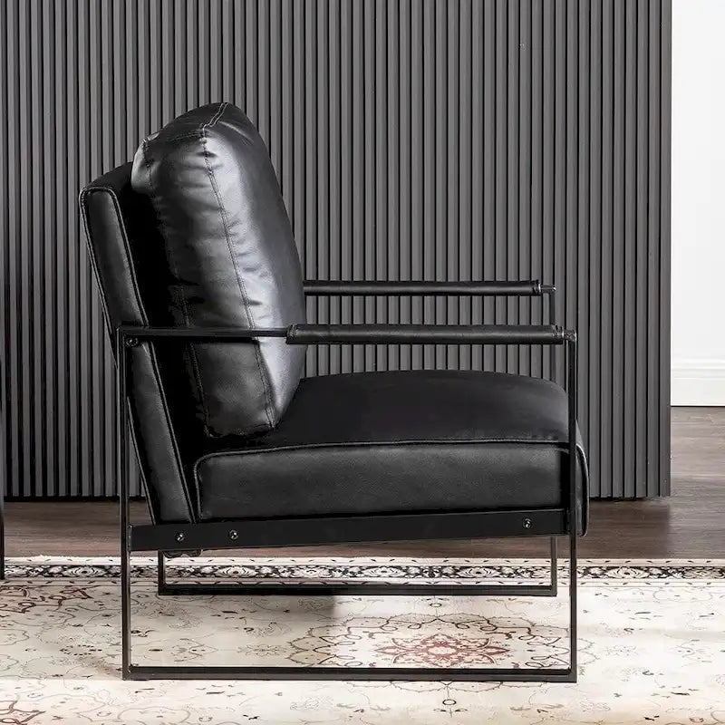 US Pride Furniture Hosam 25.4 PU/Microfiber Upholstery Metal Arms Chair