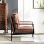 US Pride Furniture Hosam 25.4 PU/Microfiber Upholstery Metal Arms Chair