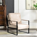 US Pride Furniture Hosam 25.4 PU/Microfiber Upholstery Metal Arms Chair