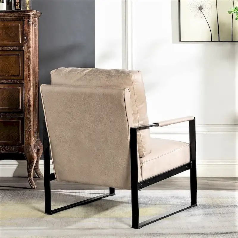 US Pride Furniture Hosam 25.4 PU/Microfiber Upholstery Metal Arms Chair