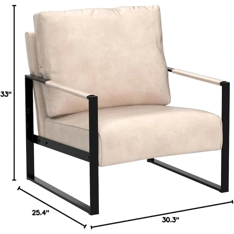 US Pride Furniture Hosam 25.4 PU/Microfiber Upholstery Metal Arms Chair