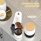 HOMCOM Kitchen Island with Storage, Rolling Kitchen Island on Wheels with Drawer, 3 Cabinets, Stainless Steel Countertop