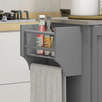 HOMCOM Kitchen Island with Storage, Rolling Kitchen Island on Wheels with Drawer, 3 Cabinets, Stainless Steel Countertop