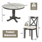 5 Pieces Dining Table and Chairs Set for 4 Persons