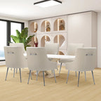 SEYNAR Modern Velvet Pleated Finish Back Dining Chair Set of 6 with Rear Handle