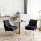 SEYNAR Modern Velvet Pleated Finish Back Dining Chair Set of 6 with Rear Handle