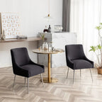 SEYNAR Modern Velvet Pleated Finish Back Dining Chair Set of 6 with Rear Handle