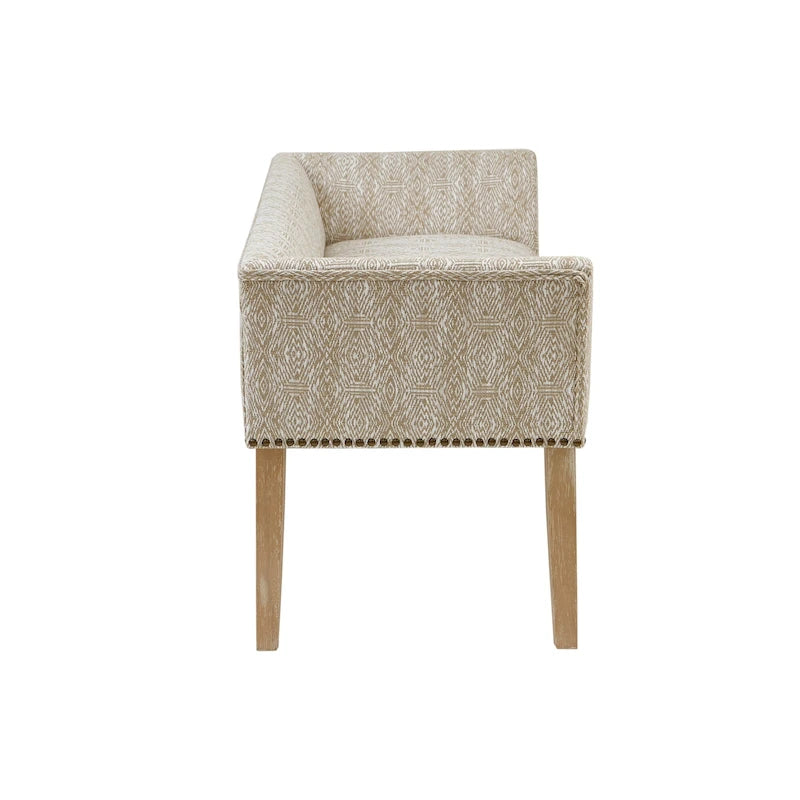 Madison Park Welburn 49.5 Upholstered Bench with Back & Wood Legs