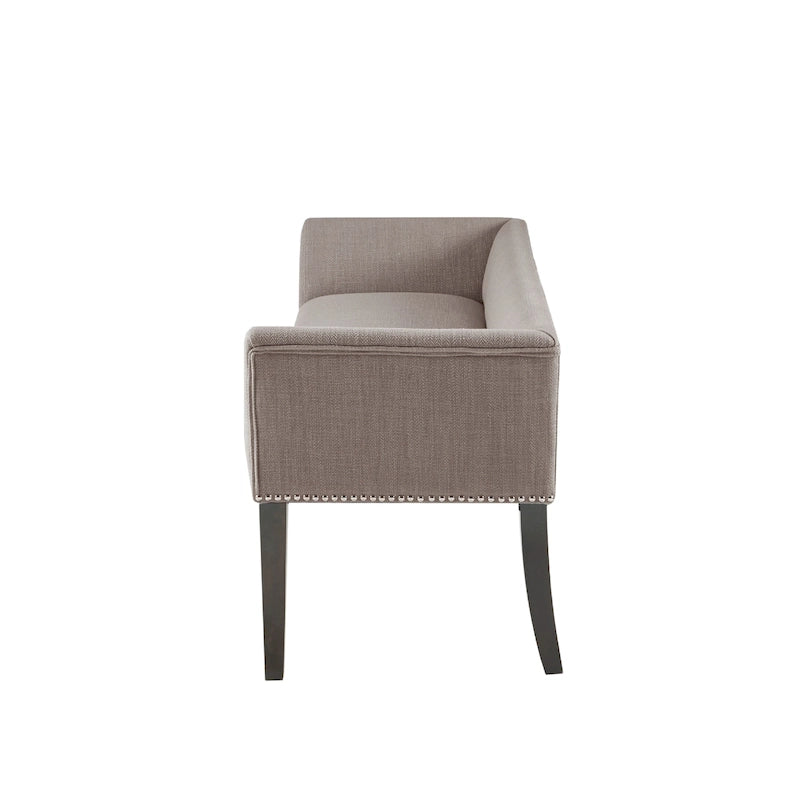 Madison Park Welburn 49.5 Upholstered Bench with Back & Wood Legs