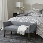 Madison Park Welburn 49.5 Upholstered Bench with Back & Wood Legs